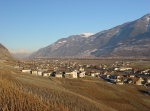 061.Les villages de Châtaignier et Saxé avec vue sur la plaine du Rhône, février 2004